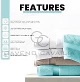 GC GAVENO CAVAILIA Fade Resistant Turquoise Bath Towels Set 2PK 700 GSM view 3