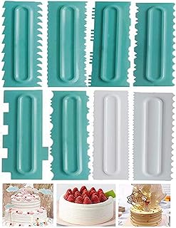 Biluer Kuchen Schaber für Buttercreme, 8PCS Tortenschaber Fondant Glätter Kuchen Dekorieren Fondant Deko für Gebäck Zuckerguss Ghee EIS Kamm Backen Werkzeug Um Schöne Muster 21,7 * 7,3 cm
