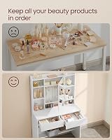 VASAGLE KAILYN Dressing Table with LED Lights White 2 Drawers Vanity Desk view 4