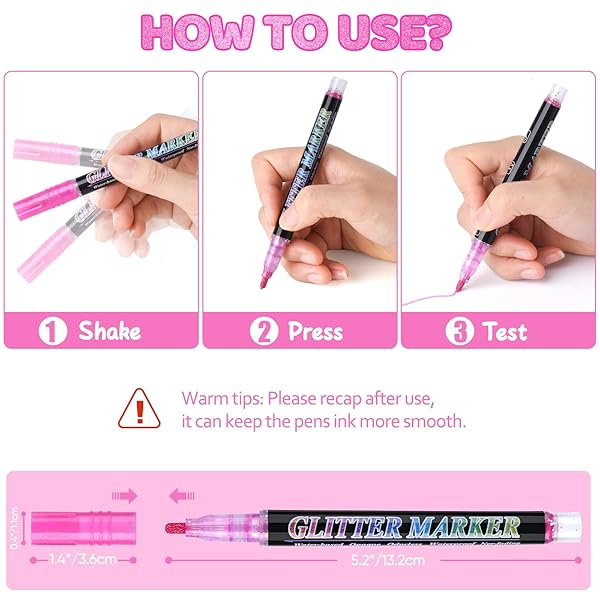 OLINGYOU GLITTER MARKER PENS,36 COLORS SELF-SHIMMER METALLIC MARKERS,GLITTER PAINT PENS DIY CRAFTS GREETING BIRTHDAY CARDS, MAKING POSTER,ALBUM,SCRAPBOOKING,WOOD,MUGS