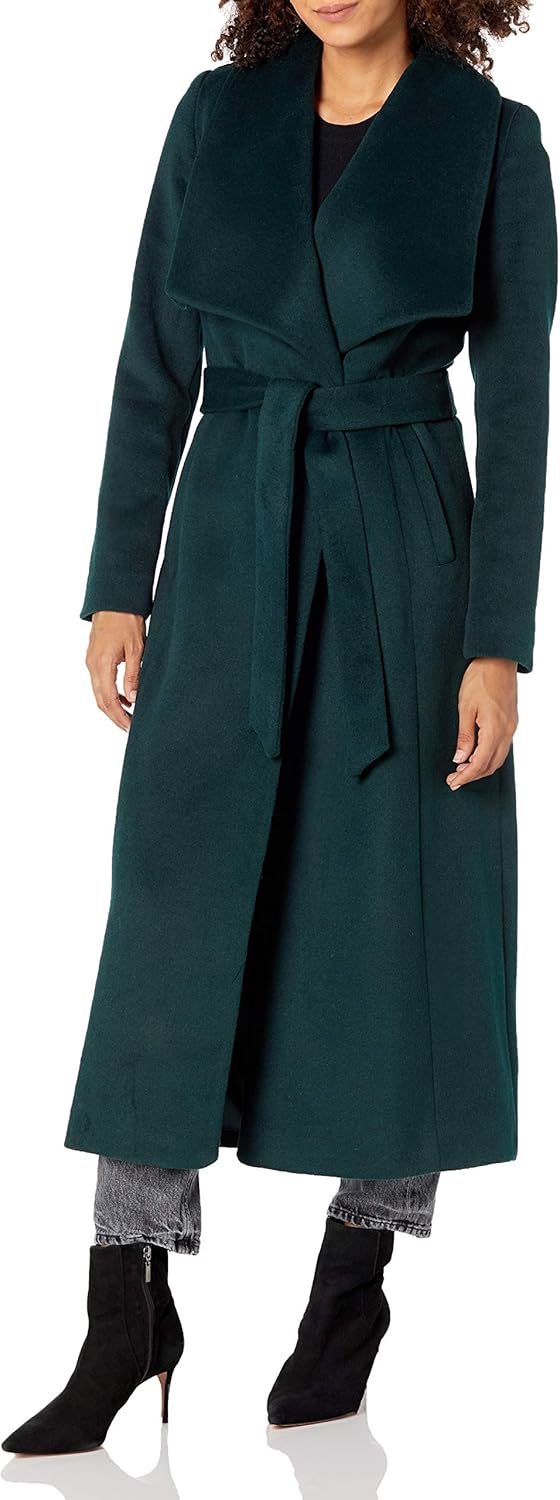 Cole Haan Women's Slick Wool Wrap Coat: Clothing