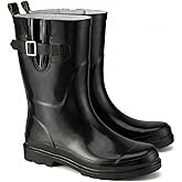 HISEA Rubber Mid-Calf Rain Boots for Women, Waterproof Insulated Anti-Slip Mud Boots, Cute Fashion Chelsea Garden Boots For Adult