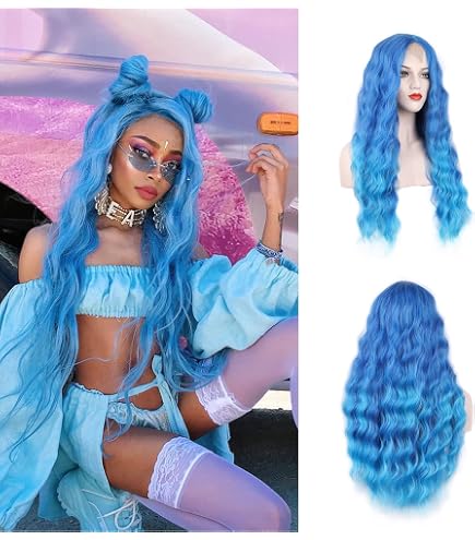 Amazon.com : MAGQOO Rainbow Wigs for Women Long Curly Wavy  display picture 1