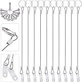 Glarks 20Pcs 11 Inches Lanyard Cable Set Including 10Pcs 304 Stainless Steel Safety Tether Wire with Quick Release Ring and Rubber Coating and 10Pcs Self Drilling Hex Head Screws for Car Boat Fastener