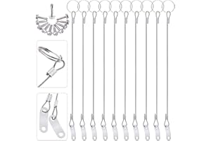 Glarks 20Pcs 11 Inches Lanyard Cable Set Including 10Pcs 304 Stainless Steel Safety Tether Wire with Quick Release Ring and Rubber Coating and 10Pcs Self Drilling Hex Head Screws for Car Boat Fastener