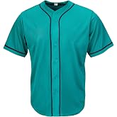 Pullonsy Baseball Jersey for Men Women Full Button Down Short Sleeve Shirts | Custom Plain Softball Jerseys Casual T-Shirts Sports Game Outfits Button Up Activewear Birthday Party Hip-Hop Hipster Tops