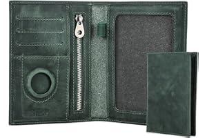 CONTACT'S Full Grain Leather Airtag Passport Holder RFID Blocking Travel Passport Wallet Slim Passport Cover Case with 4 Card