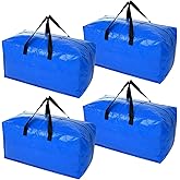 YZK 4 Pack Extra Large Heavy Duty Moving Bags – Space Saving Storage Totes with Strong Handles & Double Zippers, Perfect for 