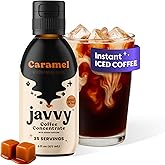 Javvy Cold Brew Coffee Concentrate Instant Coffee, Caramel | 100% Real Coffee, 0g Sugar, No Artificial Flavors, 60&ndash;80mg Caffeine per Serving, Gluten Free, Makes Hot or Iced Coffee