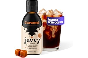 JAVVY Coffee Concentrate - Cold Brew Coffee, Perfect for Hot or Iced Instant Coffees, Hot Drinks, Cold Brew Concentrate, 35 Servings - Caramel