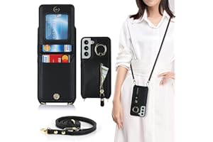 Jaorty for Samsung Galaxy S22 5G Phone Case for Women with Card Holder,for Samsung S22 Case Wallet Crossbody Lanyard with Str