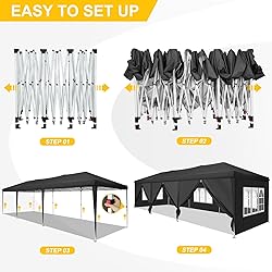 TOOLUCK Canopy 10x30 Pop Up Canopy Tent with 8