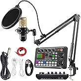 SINWE Podcast Microphone Bundle, BM-800 Condenser Mic with Live Sound Card Kit, Podcast Equipment Bundle with Voice Changer a