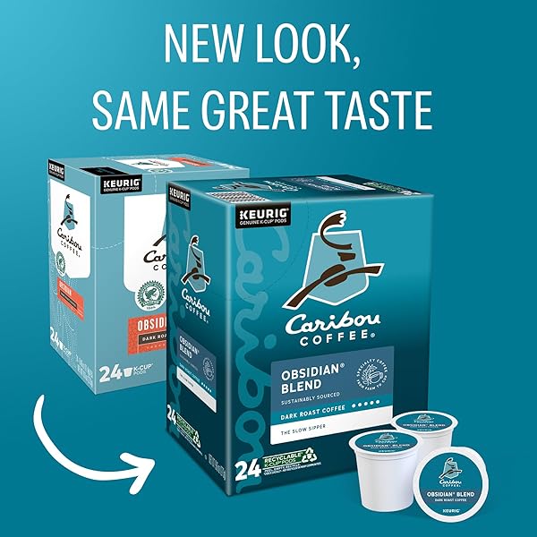CARIBOU COFFEE OBSIDIAN KEURIG SINGLE-SERVE K-CUP POD, MEDIUM ROAST COFFEE 24 CT