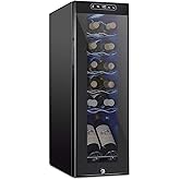 Winado 12 Bottle Compressor Wine Cooler Refrigerator w/Adjustable Temperature, Freestanding Compact Mini Wine Fridge with Digital Control & Removable Shelves on Fridge.com