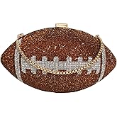 Lyuxhetaokdiq Women Rhinestone Football Shaped Handbag Chain Crossbody Shoulder Bag Football Purse | Rugby, Unique, Novelty, Football