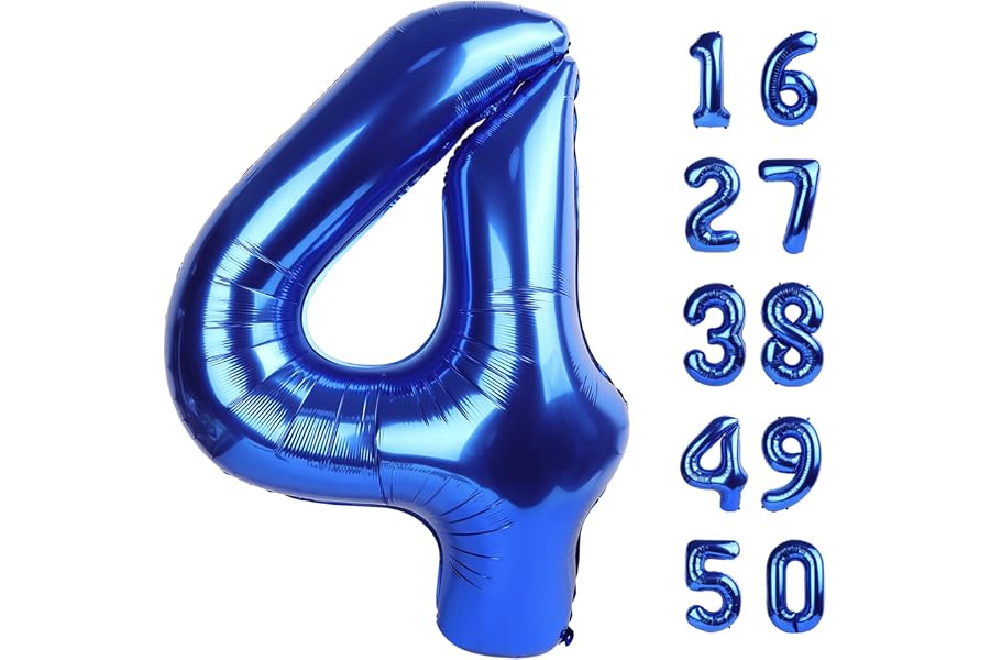 Navy Blue Number 4 Balloons 40 Inch Big Foil Number Balloons Giant Balloon 14th 24th for Boys Girls Baby Shower Anniversary D