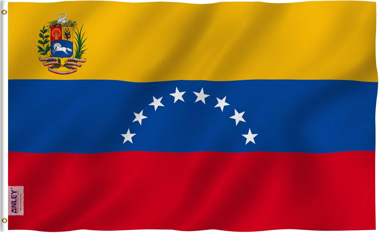 Flags - ANLEY Fly Breeze 3x5 Foot Venezuela 8 Stars Flag - Vivid Color and Fade Proof - Canvas Header and Double Stitched - Bolivarian Republic of Venezuela Flags Polyester with Brass Grommets 3 X 5 Ft