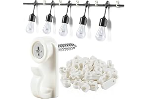 DAPUTE 50 Pack Hooks for Outdoor String Lights, Christmas Light Clips bulk with Screw, Weatherproof Light Hanger Hooks for Hanging Christmas Lights,Wall Cable,Fairy Lights on Fence Patio Gutter (White)