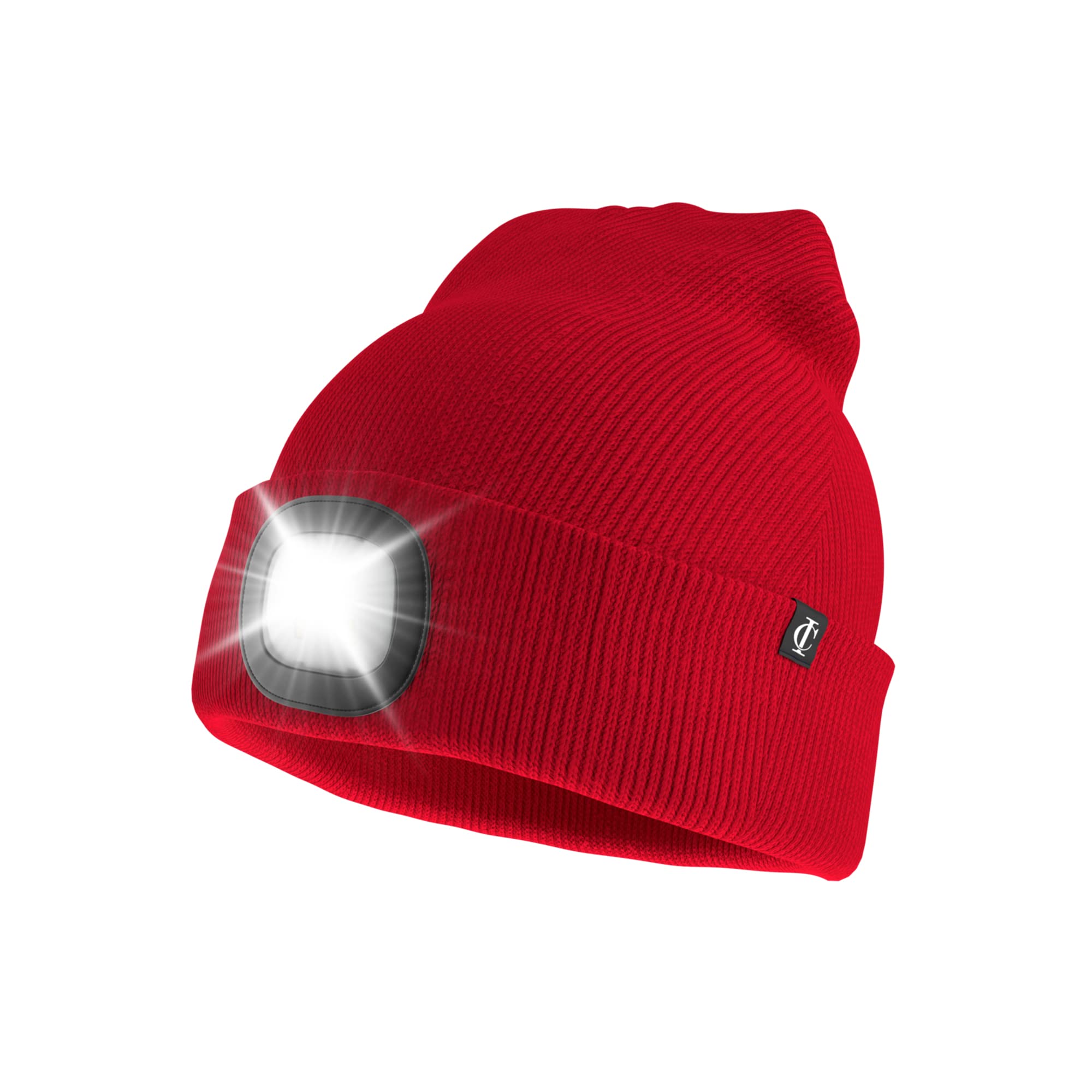 Idyllicomfort Led Lighted Beanie Hat,USB Rechargeable Hands Free Headlamp Cap, Unisex Winter Warmer Knit Hat with Light for Hiking Biking Camping Jogging, Gift for Men, Women, Teens Red