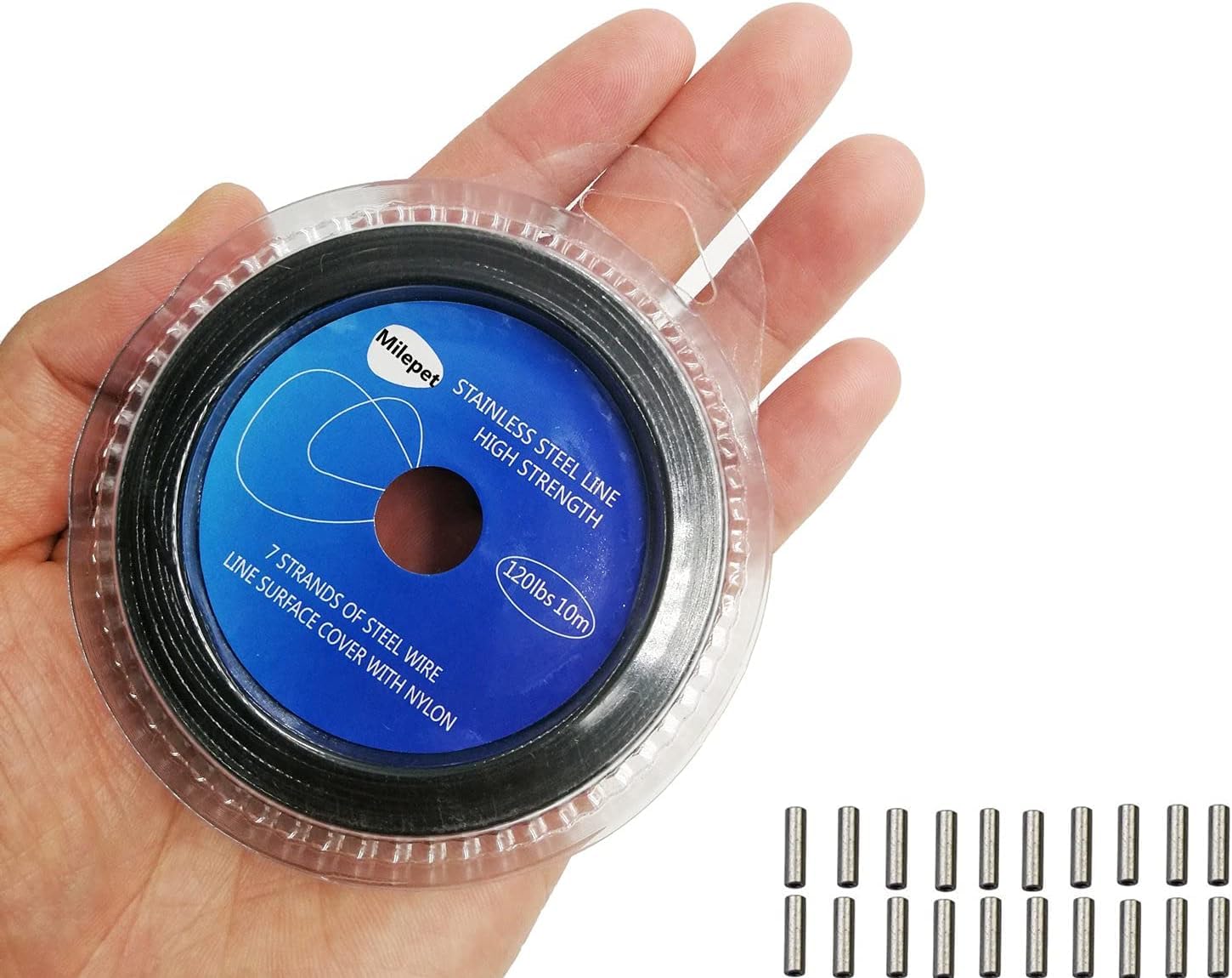 Black Fishing Wire Line: 10LB-200LB Stainless Steel Fishing Leader Wire 10 Meter with 20pcs Crimps Sleeves (200LB)