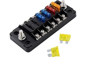 BlueFire Blade Fuse Box, 6 Way Fuse Holder Box Fuse Block with Fuses & Protection Cover for Car Boat Marine Truck Vehicle SUV
