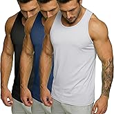 MAGCOMSEN 3 Pack Men's UPF 50+ Tank Top Quick Dry Summer Workout Muscle Sleeveless Shirts for Swim Beach Bodybuilding
