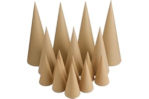 Ceenna 24 Pcs Paper Mache Cones Open Bottom Cardboard Craft Cones for Christmas Tree DIY Gnomes Ornament Multiple Sizes Decorations DIY Art Crafts 13.8x5, 9.8x3.9, 5.9x2.75 Inch