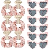 Clcnsusilk Satin Bridesmaid Proposal Gifts Scrunchies Bachelorette HairTies Set of 6 sunglasses Bridal Shower No Damage Hair ties ideas Gift for Wedding Party Favors (Pink)