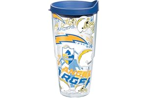 Tervis Made in USA Double Walled NFL Los Angeles Chargers Insulated Tumbler Cup Keeps Drinks Cold & Hot, 24oz, All Over