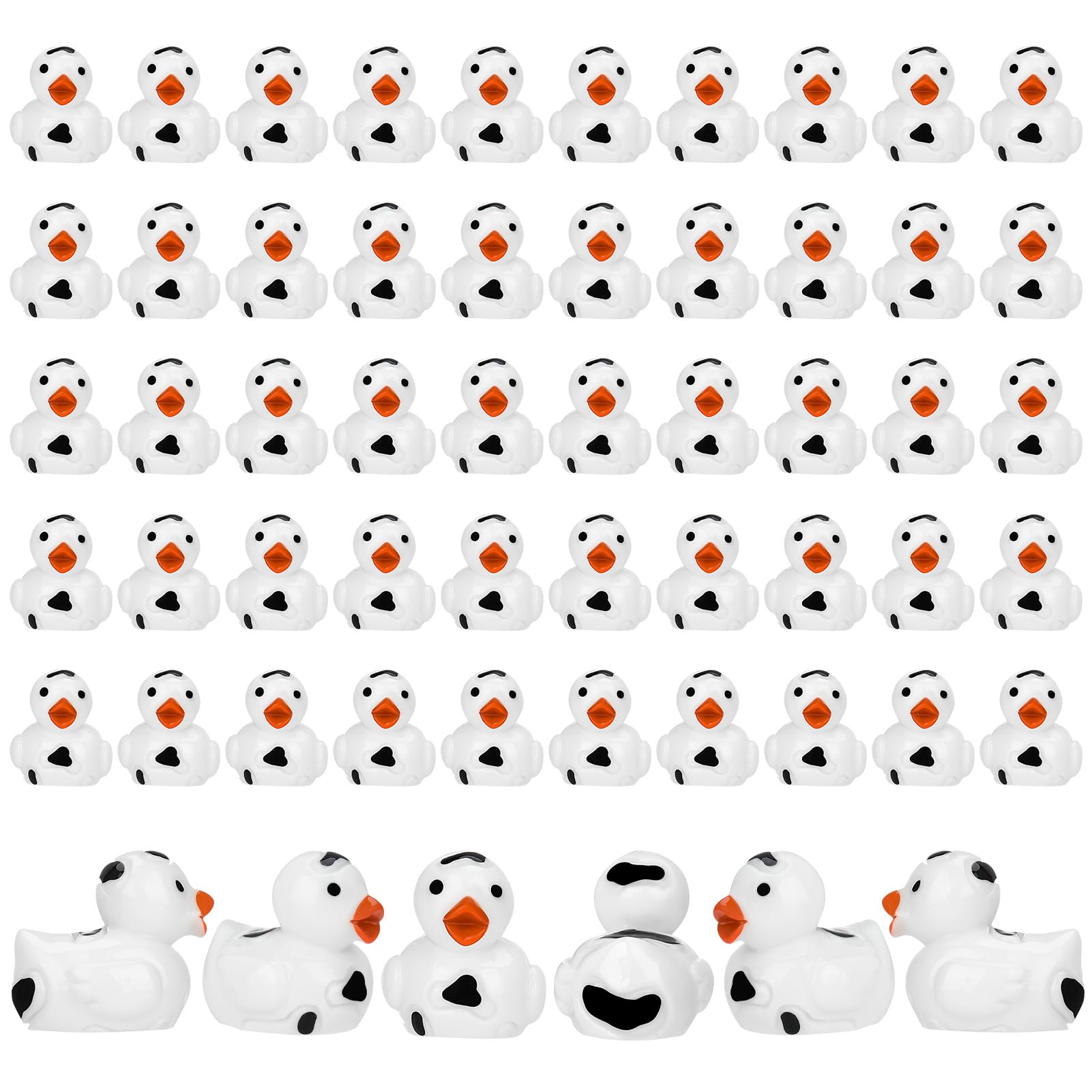 Photo 1 of ***MINI***GGSTDDUP 50 Pcs Mini Resin Ducks, Cute Tiny Cow Ducks, Mini Cow Resin Duck Bulk, Fun Cow Print Duck Miniature Duck Figurines, Cow Theme Mini Black White Cow Resin Ducks for Micro Landscape Dollhouse