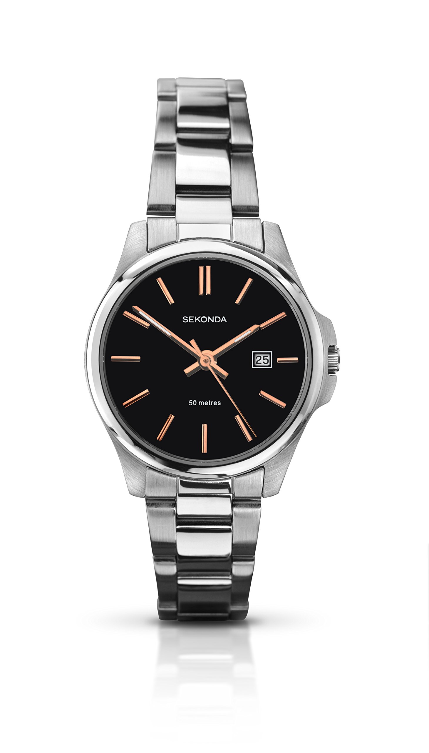 Sekonda Women's Quartz Watch with Black Dial Analogue Display and Silver Stainless Steel Bracelet 2097.27