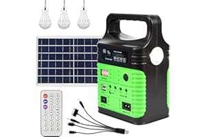 UPUSA Solar Generator - Portable Power Station for Emergency Power Supply,Portable Generators for Home Use,Camping&Outdoor,Solar Powered Generator With Panel Including 3 Sets LED Light (green)