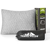 PEUJEW Camping Pillow Shredded Memory Foam Pillow, Compressible Travel Pillow Breathable Cover, Ideal Backpacking Airplane Hiking