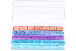 WINDTRACE Weekly Pill Organizer(4 Weeks), Monthly Large 28 Days Pill Organizer with Removable 7 Days Pill Box, Daily Pill Cases Medicine Organizer for Fish Oils, Vitamins, Supplements, and Medications