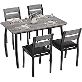 IDEALHOUSE Dining Table Set for 4 Modern Kitchen Table and Chairs Set with Chamfered Edges Cushioned Seats Space-Saving Metal Frame Compact Breakfast Nook (Soft Seat Black Tube + Black)