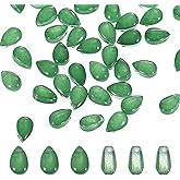 PATIKIL Czech Glass Teardrop Beads, 100 Pcs Top Drilled Clear Green Crystal Puffed Raindrop Beads, 6x9mm
