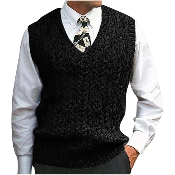 Mens V Neck Sleeveless Sweater Vest Classic Business Gentleman V