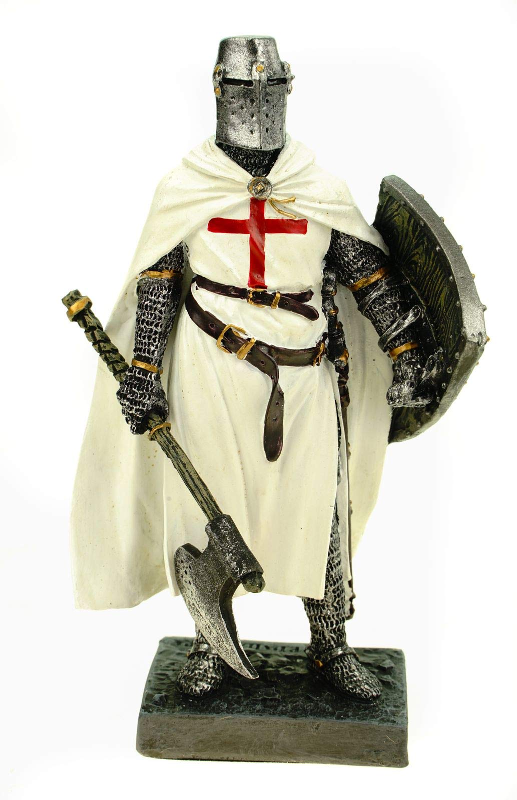 Joh. Vogler GmbH German Knight with Axe and Shield - 18 cm Decorative Sculpture with Templar Cross