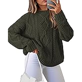BTFBM Casual Women Long Sleeve Sweater 2026 Fall Ribbed Knit Pullover Loose Crewneck Cable Sweater Jumper Tops