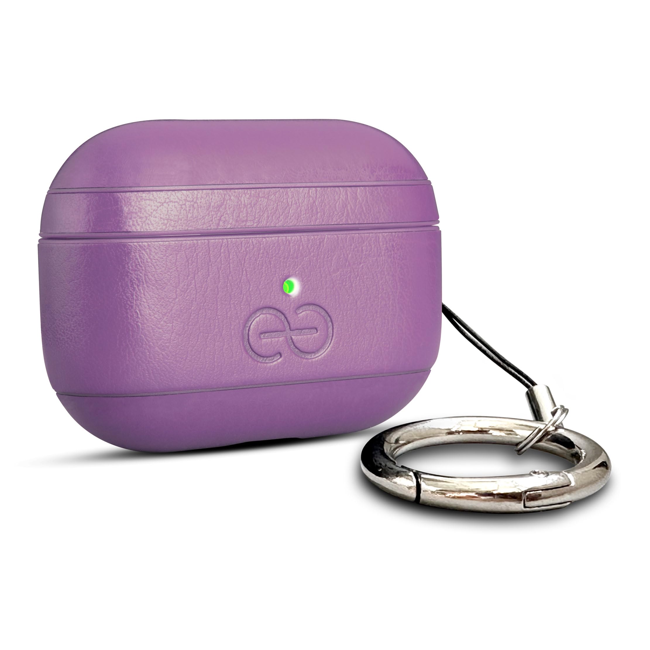 Dreem Om Case Cover with Keychain Clip Compatible with AirPods Pro 2/Pro, Protective One-Piece Hard Shell, Luxury Vegan Leather AirPod Pro Case 2nd/1st Generation with Separate Clip [Purple] — image 1
