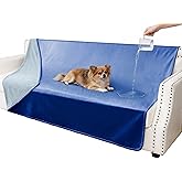 Tuffeel Waterproof Dog Blankets, Washable Pee Proof Pet Blanket for Couch, Soft Reversible Puppy Throw Furniture Protector Cover for Bed Sofa-68"x82",Navy Blue+Stone Blue