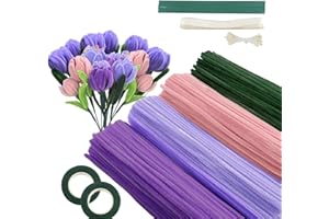 400 Pcs Pipe Cleaners Craft,4 Assorted Colors Pipe Cleaners Bulk, Chenille Stems for DIY Flower Making Kit with Floral Wires,