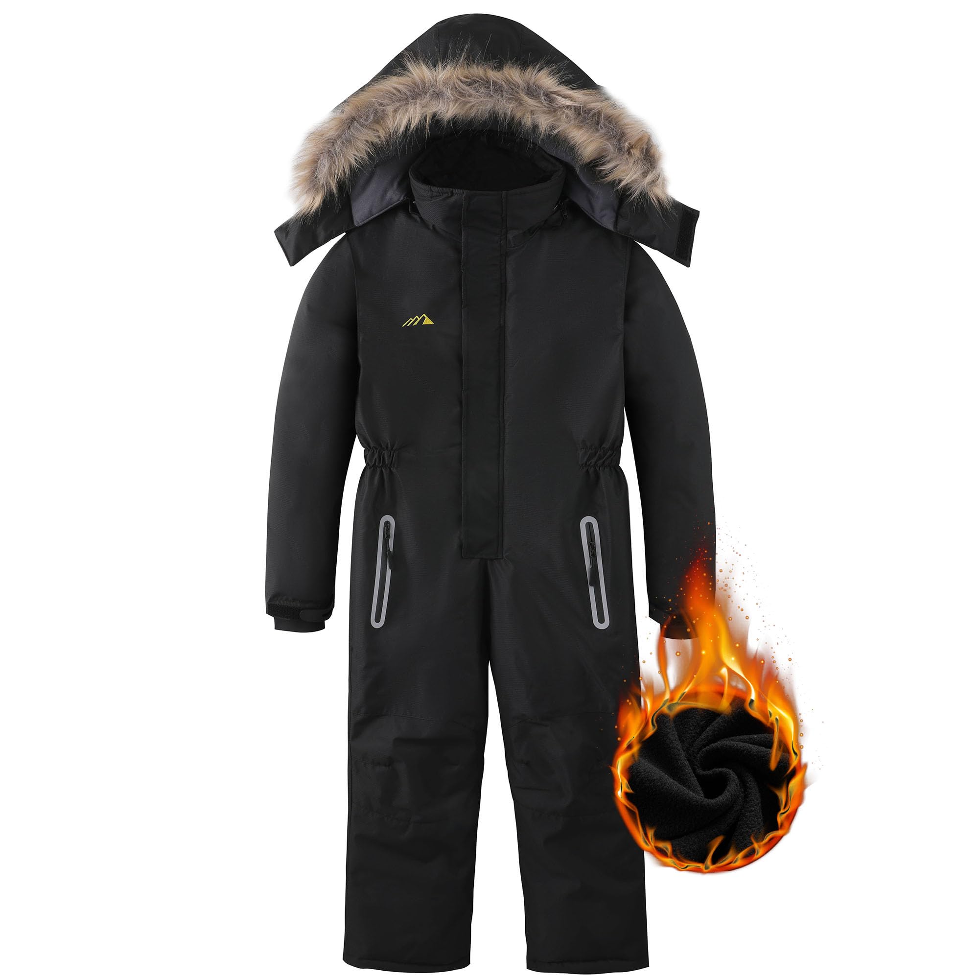 Photo 1 of AFILOK Kid's Winter Overalls Ski Suits Boy's and Girl's Waterproof Snowboard Jumpsuits One Piece Snowsuit Jackets Coats (14-16, Black)
