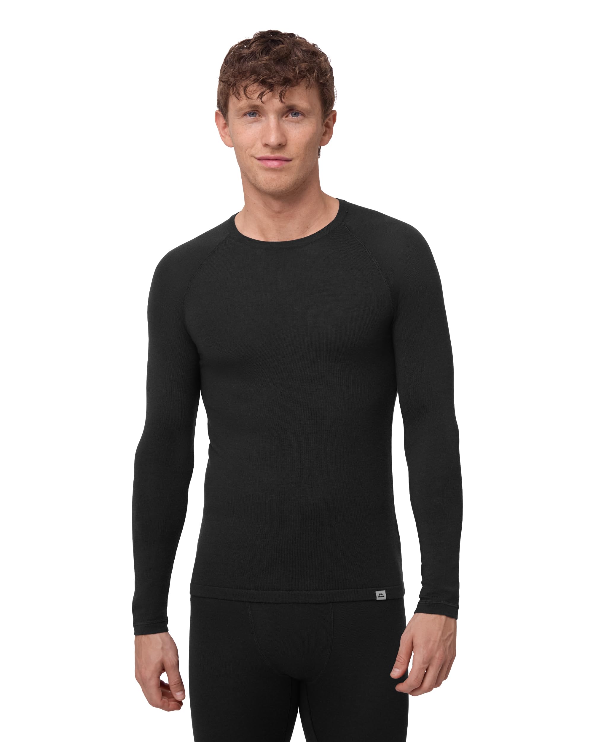 Photo 1 of DANISH ENDURANCE Merino Wool Long Sleeve Base Layer Shirt for Men, Thermal Shirt Black