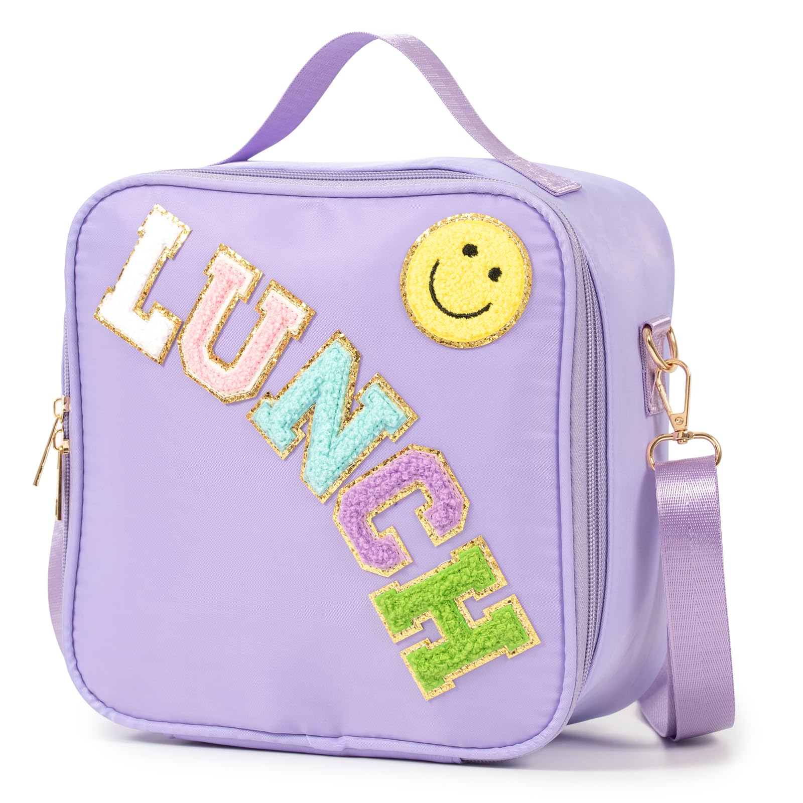 Insulated Lunch Bag for Kids & Women - Large Cooler Tote Box, Leakproof, Reusable for Work, Picnic, Camping (Nylon, Purple)