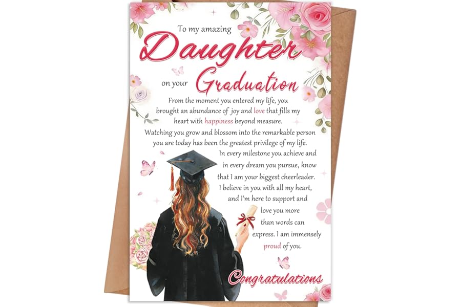 gerdiny Daughter Graduation Card, High School College Graduation Cards for Daughter, Congrats Grad Gift Card for Daughters