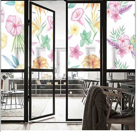 Amazon 35x100cm 窓 めかくしシート 窓用フィルム 装飾フィルム 目隠しフィルム ステンドグラス フィルム 花 すりガラス調 窓ガラス フィルム 断熱シート 静電力吸着 水で貼れる 再利用可能 カスタマイズ可能 40サイズ選択 Luckylife 窓用フィルム 通販