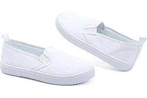 ANPROITY Kids White Shoes Toddlers Canvas Sneakers Slip-on Light Weight Comfortable Causal Running Shoes Skin-Friendly for Boys Girls