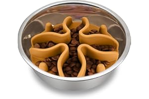 Palz&Co Paw Puzzles Slow Feeder Dog Bowl Insert for Small, Medium Pet Bowls - 4" Round, Orange